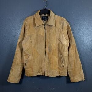 Leather Works L women’s beige suede leather Patchwork jacket vintage